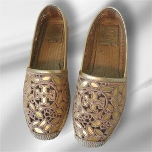 Tory Burch Metallic Gold Espadrilles